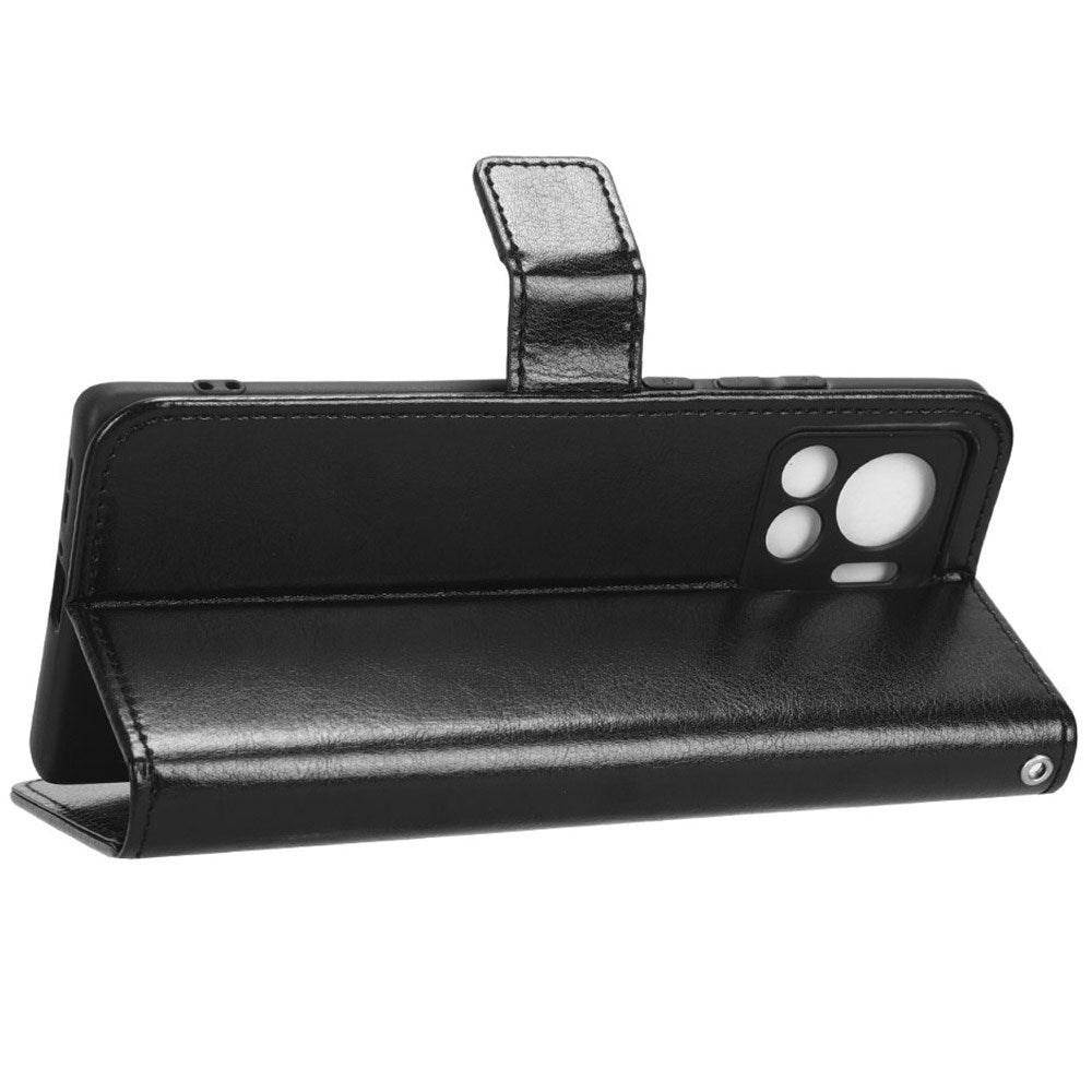 EIDERWOOD Motorola Edge 30 Ultra Kunstskinn Flip Deksel med Stativ & Lommebok - Svart