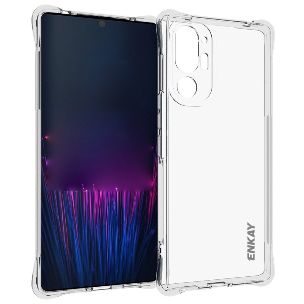 HTC U24 Pro (5G) Plast Deksel m. Støtdempende Hjørner - Gjennomsiktig