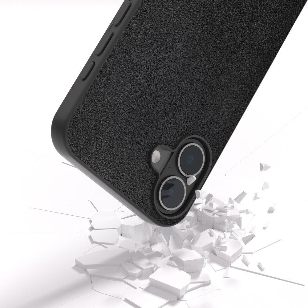 EIDERWOOD iPhone 16 Kunstskinn Belagt Plast Deksel - Svart