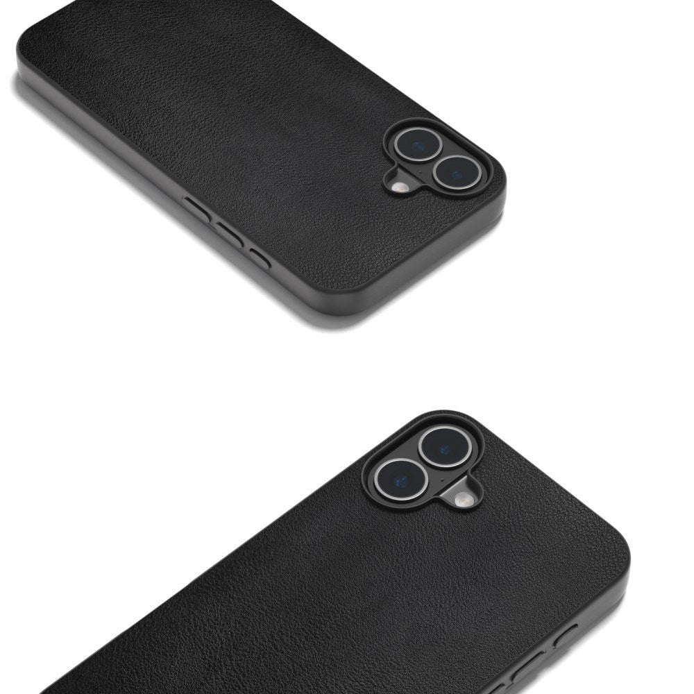 EIDERWOOD iPhone 16 Kunstskinn Belagt Plast Deksel - Svart