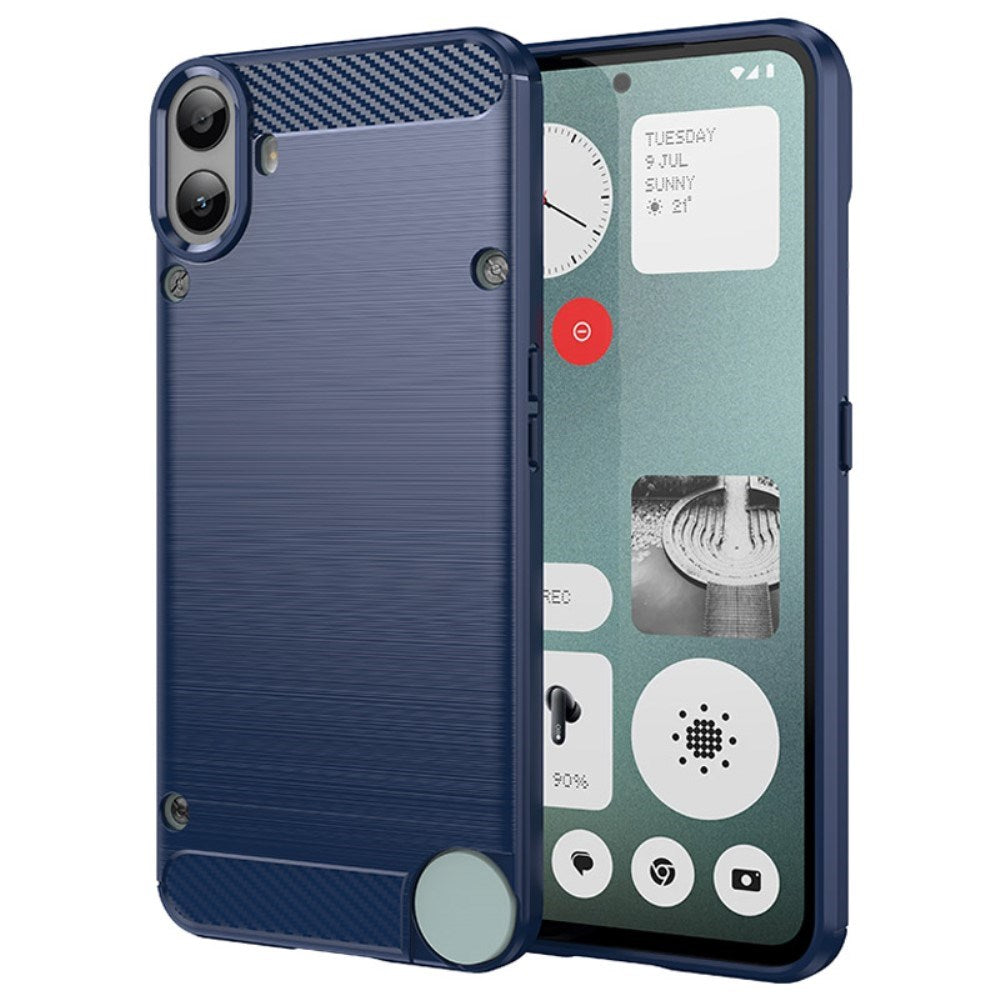EIDERWOOD Nothing CMF Phone 1 Brushed Carbon Fiber Fleksibelt Plast Deksel - Blå