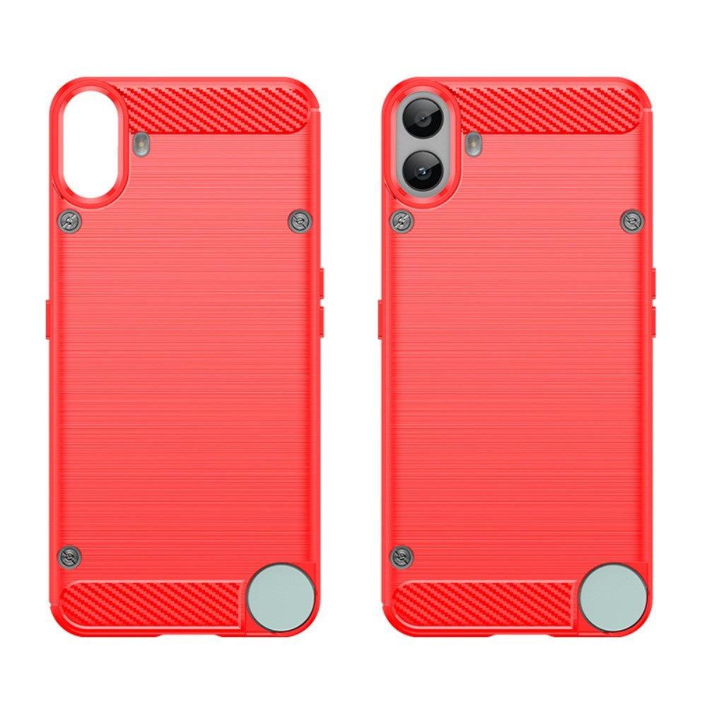 EIDERWOOD Nothing CMF Phone 1 Brushed Carbon Fiber Fleksibelt Plast Deksel - Rød