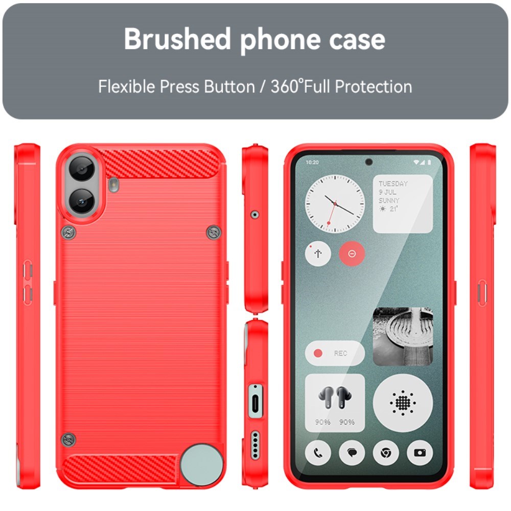 EIDERWOOD Nothing CMF Phone 1 Brushed Carbon Fiber Fleksibelt Plast Deksel - Rød