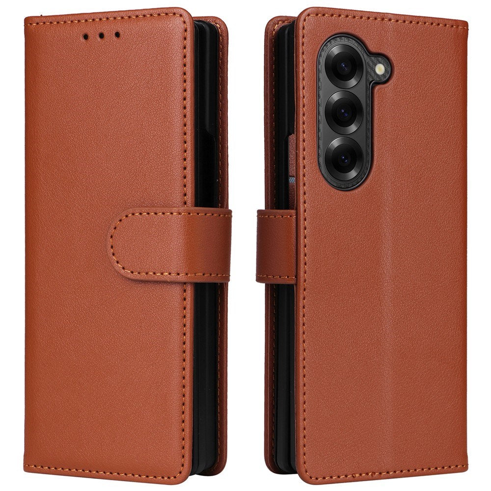 EIDERWOOD Samsung Galaxy Z Fold6 Kunstskinn Flip Deksel m. Kortholder & Stropp - Brun
