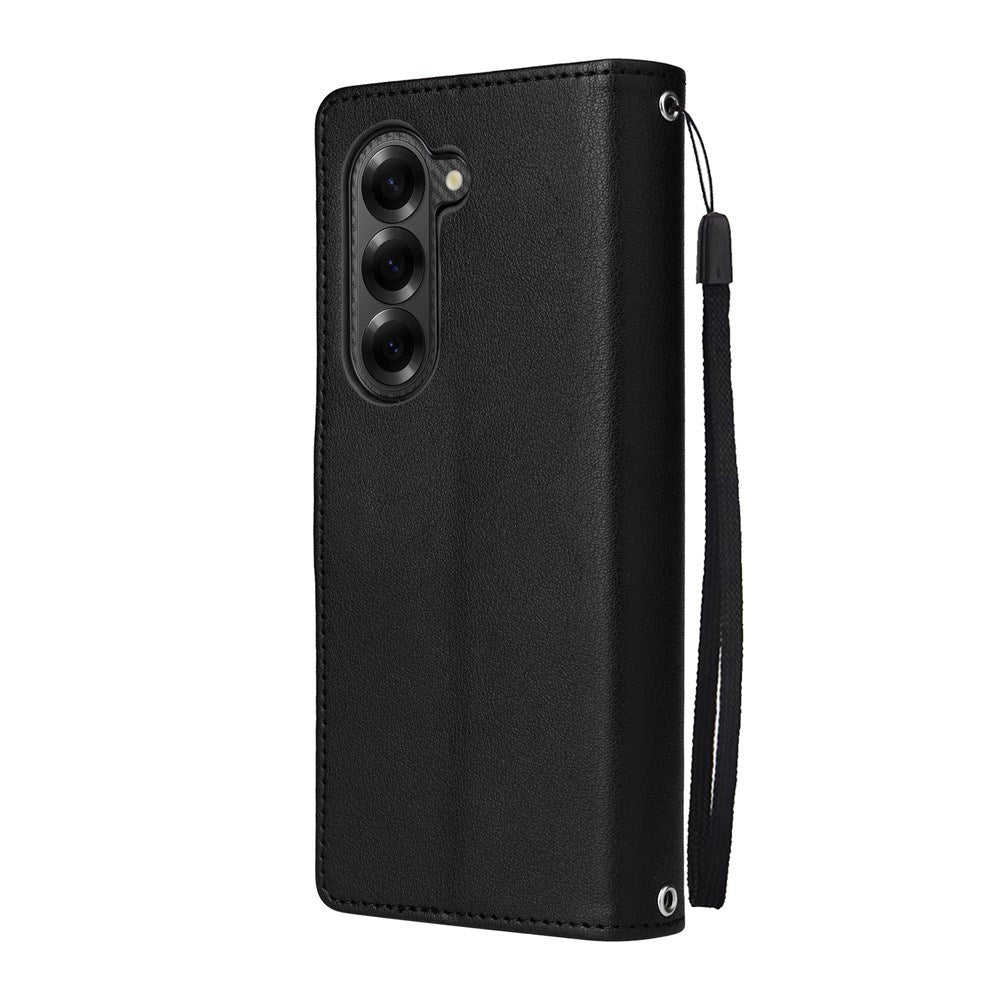 EIDERWOOD Samsung Galaxy Z Fold6 Kunstskinn Flip Deksel m. Kortholder & Stropp - Svart