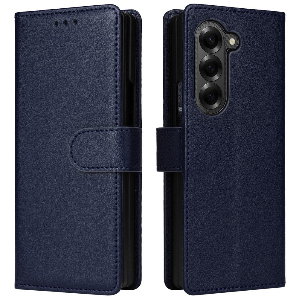EIDERWOOD Samsung Galaxy Z Fold6 Kunstskinn Flip Deksel m. Kortholder & Stropp - Blå