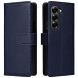EIDERWOOD Samsung Galaxy Z Fold6 Kunstskinn Flip Deksel m. Kortholder & Stropp - Blå
