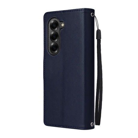 EIDERWOOD Samsung Galaxy Z Fold6 Kunstskinn Flip Deksel m. Kortholder & Stropp - Blå