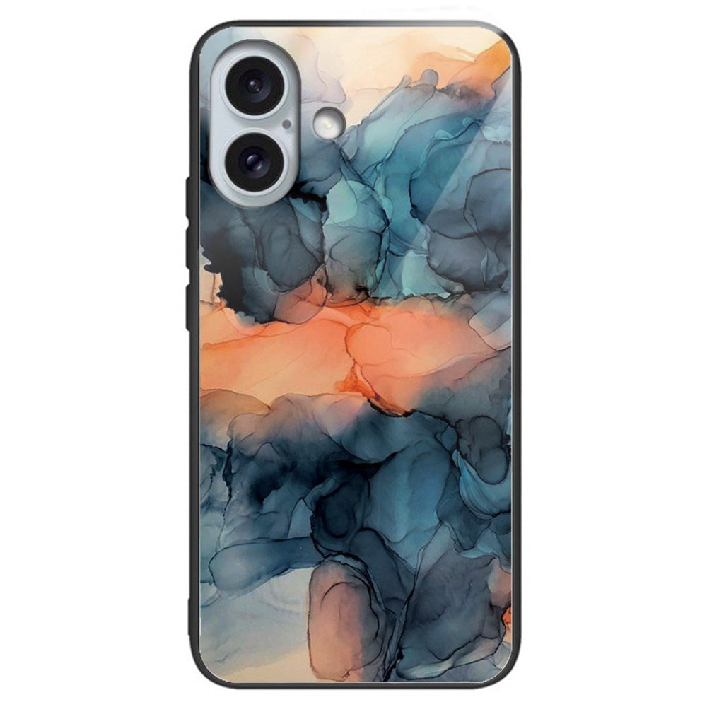 EIDERWOOD iPhone 16 Fleksibel Plastik Deksel m. Glassbakside - Oransje / Blå Sky