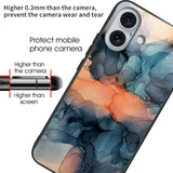 EIDERWOOD iPhone 16 Fleksibel Plastik Deksel m. Glassbakside - Oransje / Blå Sky