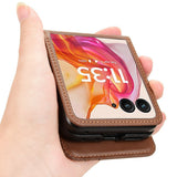 EIDERWOOD Motorola Razr 50 Ultra 5G PU Lærdeksel med Kortholder - Brun