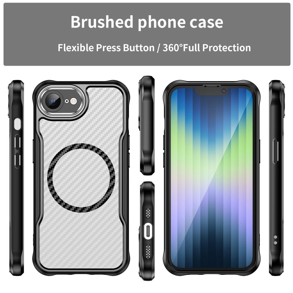 EIDERWOOD iPhone 17e / 16e Hybrid Carbon Deksel med Forsterkede hjørner - MagSafe Kompatibel - Svart