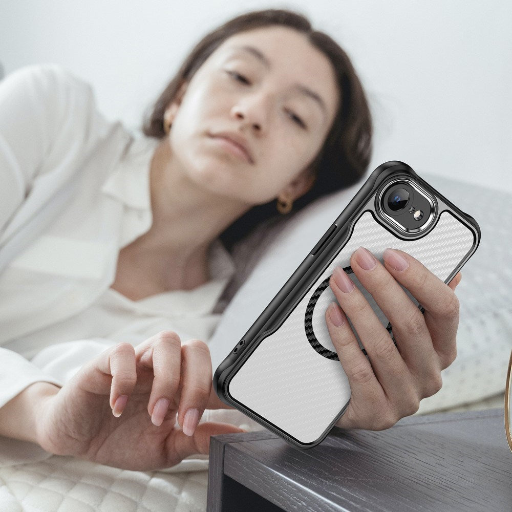 EIDERWOOD iPhone 17e / 16e Hybrid Carbon Deksel med Forsterkede hjørner - MagSafe Kompatibel - Svart