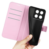 EIDERWOOD Xiaomi 14T Litchi Skin Flip Deksel med Lommebok - Rosa