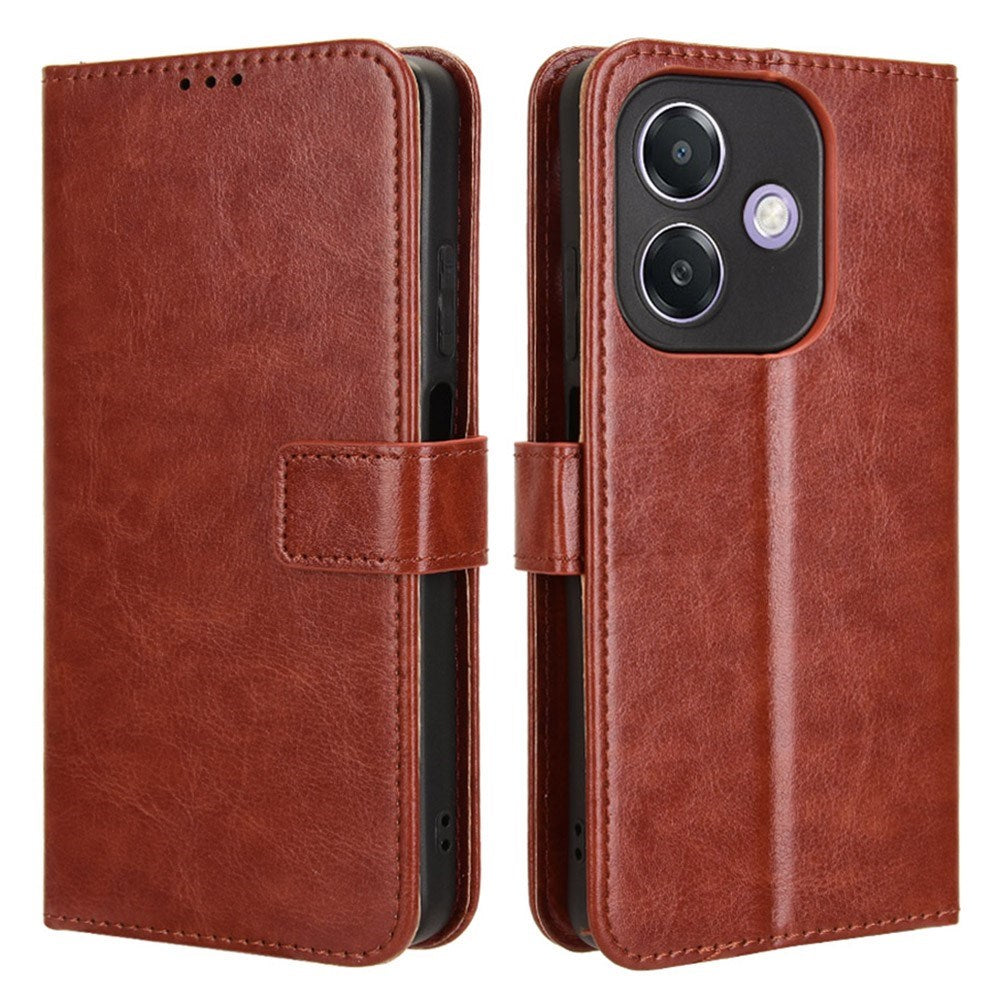 EIDERWOOD OPPO A60 / A40M / A40 Kunstskinn Flip Deksel med Strop - Brun