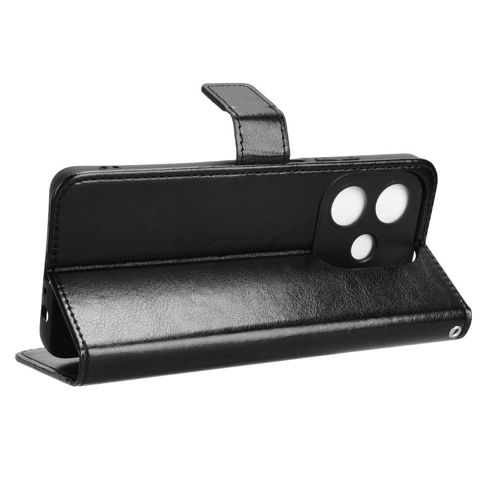 EIDERWOOD OPPO A60 / A40M / A40 Kunstskinn Flip Deksel med Strop - Svart