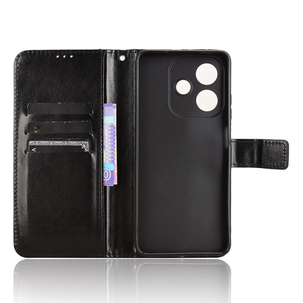 EIDERWOOD OPPO A60 / A40M / A40 Kunstskinn Flip Deksel med Strop - Svart