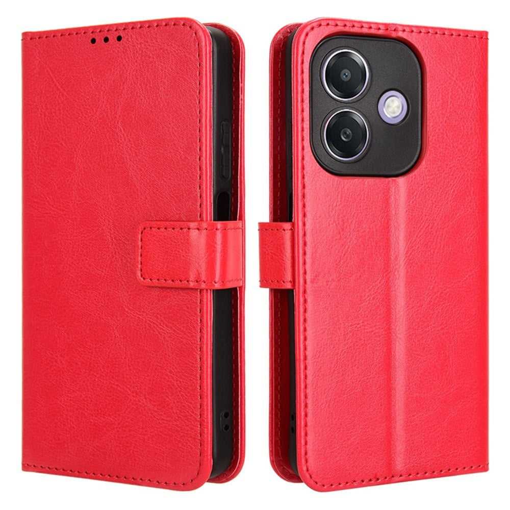 EIDERWOOD OPPO A60 / A40M / A40 Kunstskinn Flip Deksel med Strop - Rød