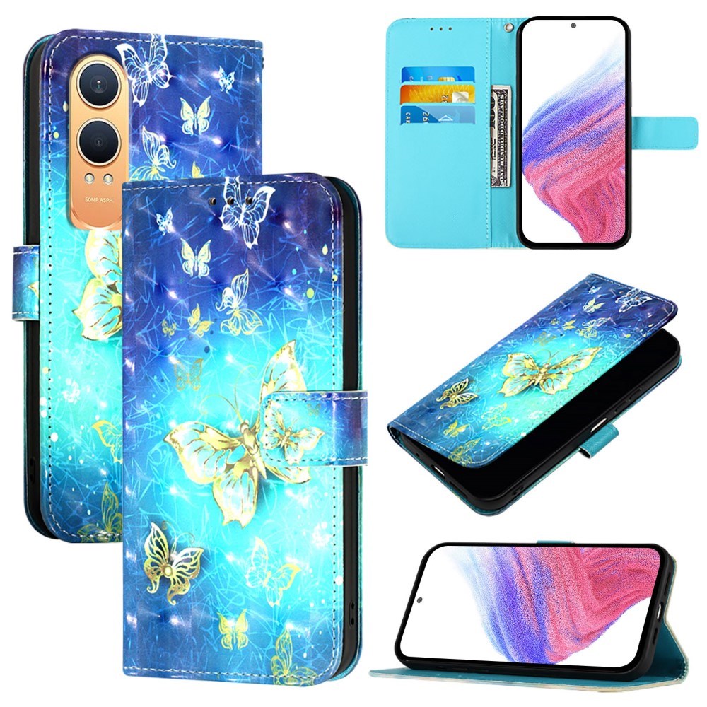 EIDERWOOD OnePlus Nord CE4 Lite (5G) Deksel i Kunstskinn med Lommebok og Stropp - Gylne Sommerfugler