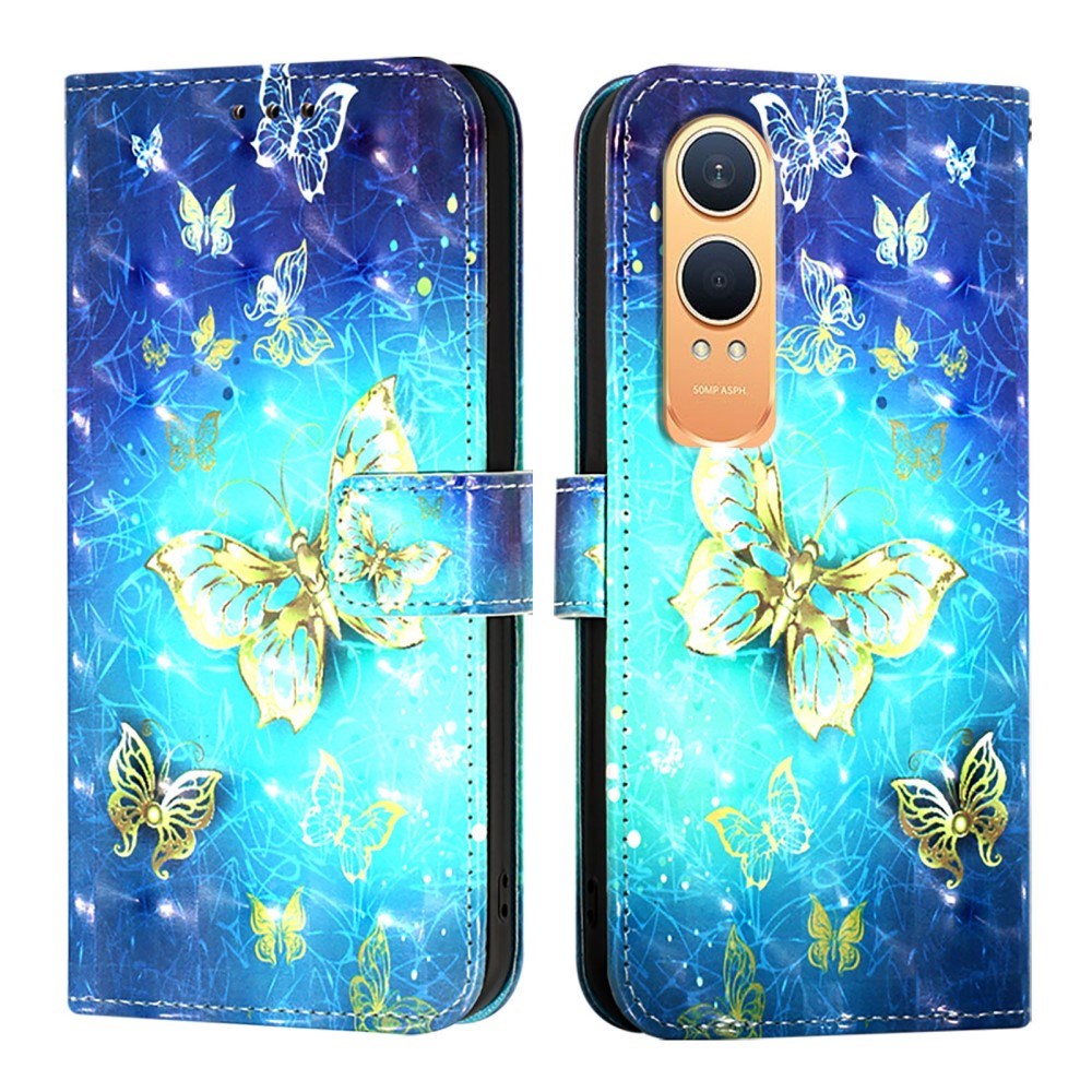 EIDERWOOD OnePlus Nord CE4 Lite (5G) Deksel i Kunstskinn med Lommebok og Stropp - Gylne Sommerfugler