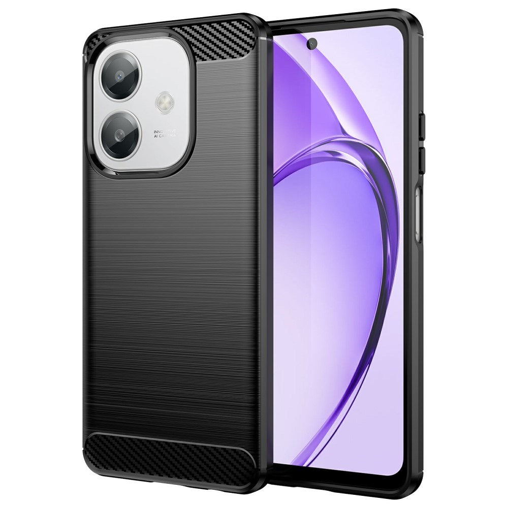 EIDERWOOD OPPO A60 / A40m / A40 Brushed Carbon Fiber Fleksibelt Plast Deksel - Svart