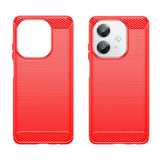 EIDERWOOD OPPO A60 / A40m / A40 Brushed Carbon Fiber Fleksibelt Plast Deksel - Rød