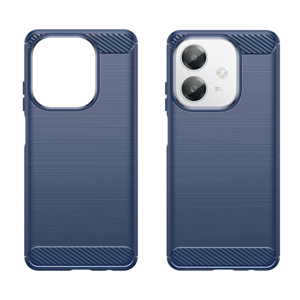 EIDERWOOD OPPO A60 / A40m / A40 Brushed Carbon Fiber Fleksibelt Plast Deksel - Blå