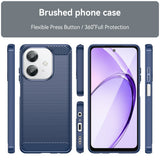 EIDERWOOD OPPO A60 / A40m / A40 Brushed Carbon Fiber Fleksibelt Plast Deksel - Blå