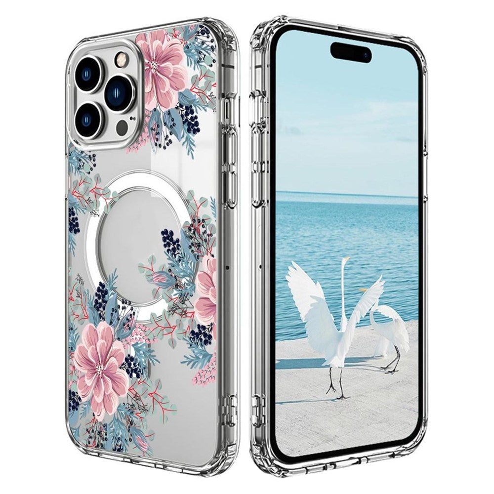 EIDERWOOD iPhone 16 Pro Hybrid Plast Deksel - MagSafe Kompatibel - Blomster