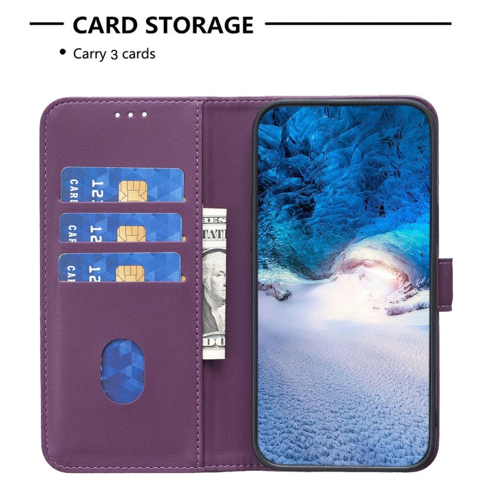 Realme Note 60 / 60x (4G) / C63 (4G) / C61 (4G) Kunstskinn Deksel med Stativfunksjon & Kortholder - Lilla