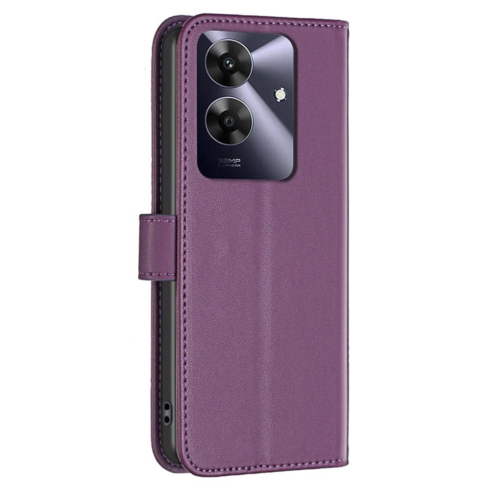 Realme Note 60 / 60x (4G) / C63 (4G) / C61 (4G) Kunstskinn Deksel med Stativfunksjon & Kortholder - Lilla