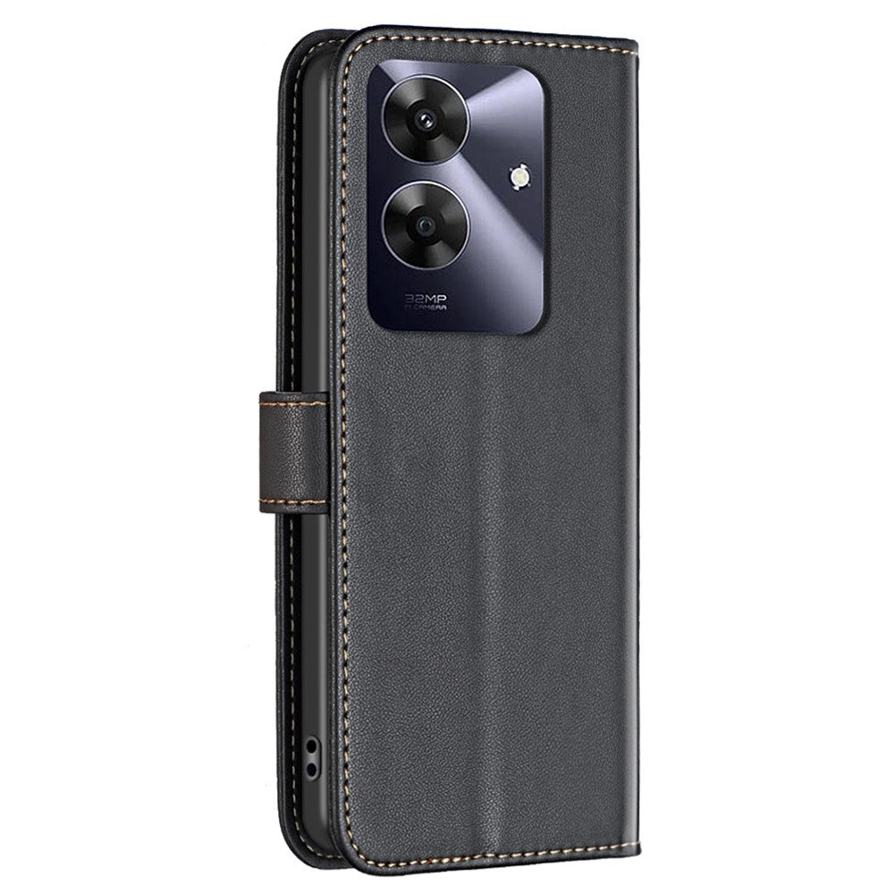 Realme Note 60 / 60x (4G) / C63 (4G) / C61 (4G) Kunstskinn Deksel med Stativfunksjon & Kortholder - Svart