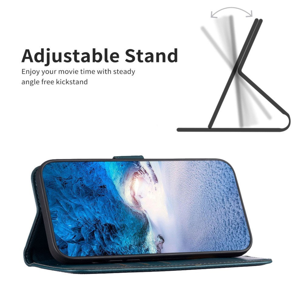 Realme Note 60 / 60x (4G) / C63 (4G) / C61 (4G) Kunstskinn Deksel med Stativfunksjon & Kortholder - Grønn