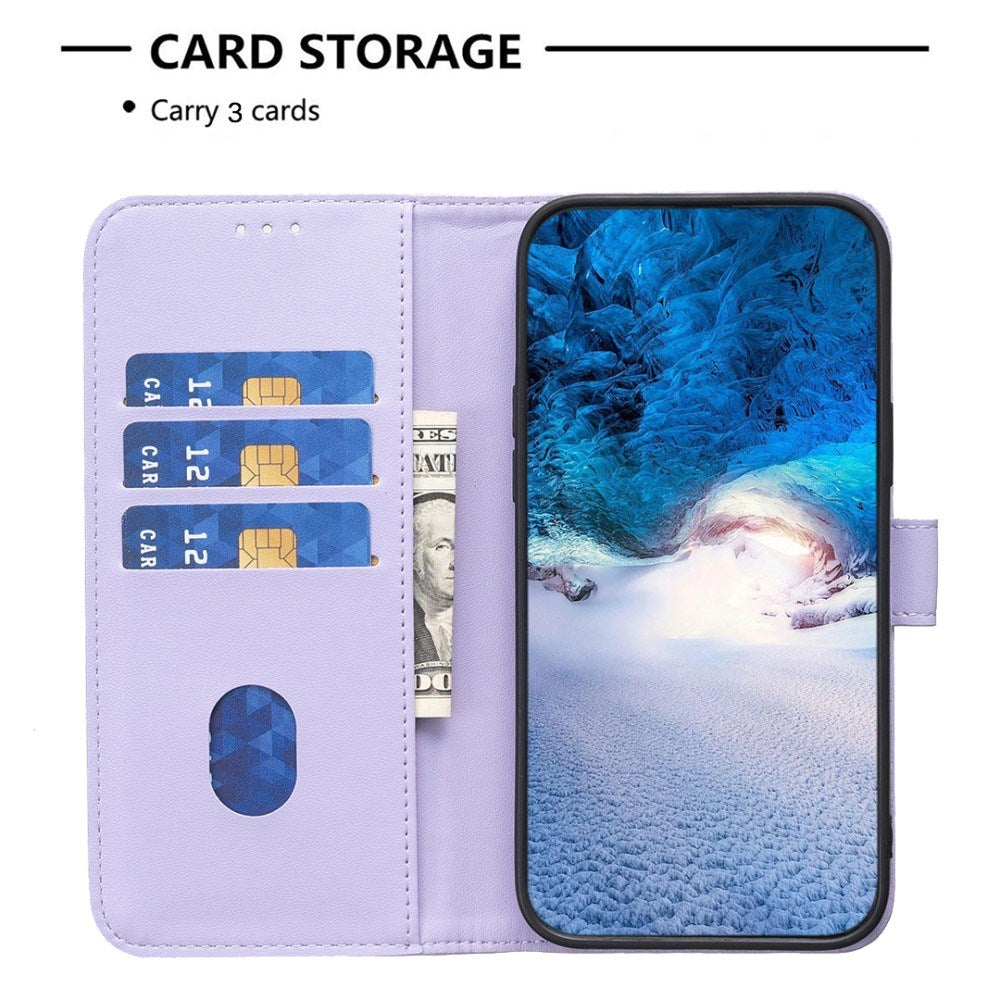 Realme Note 60 / 60x (4G) / C63 (4G) / C61 (4G) Kunstskinn Deksel med Stativfunksjon & Kortholder - Lavendel