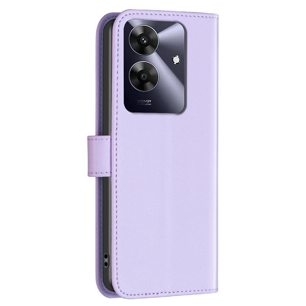 Realme Note 60 / 60x (4G) / C63 (4G) / C61 (4G) Kunstskinn Deksel med Stativfunksjon & Kortholder - Lavendel