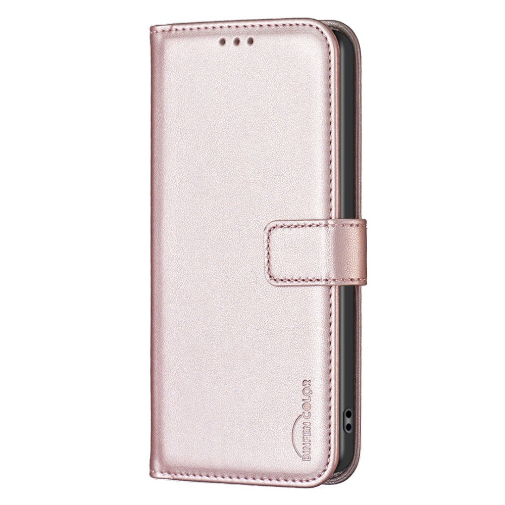 Realme Note 60 / 60x (4G) / C63 (4G) / C61 (4G) Kunstskinn Deksel med Stativfunksjon & Kortholder - Rose Gold
