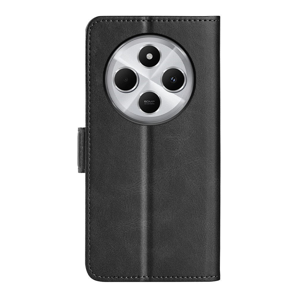 EIDERWOOD Xiaomi Redmi 14C / Poco C75 Kunstskinn Flip Deksel med Kortholder & Ståfunksjon - Svart