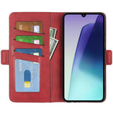 EIDERWOOD Xiaomi Redmi 14C / Poco C75 Kunstskinn Flip Deksel med Kortholder & Ståfunksjon - Rød