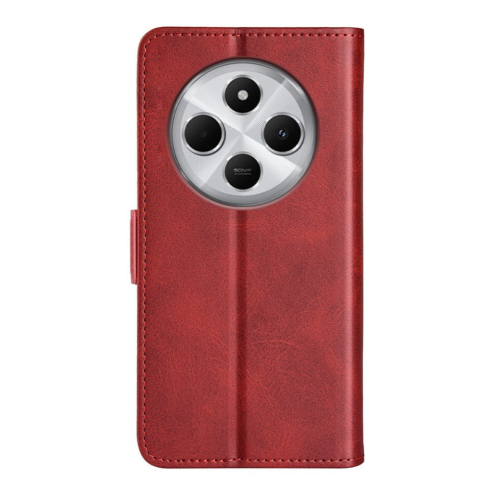 EIDERWOOD Xiaomi Redmi 14C / Poco C75 Kunstskinn Flip Deksel med Kortholder & Ståfunksjon - Rød
