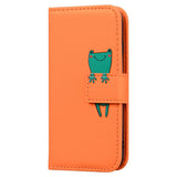 iPhone 16 Pro Kunstskinn Flip Deksel m. Figur - Oransje