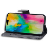 iPhone 16 Pro Kunstskinn Flip Deksel m. Figur - Grå