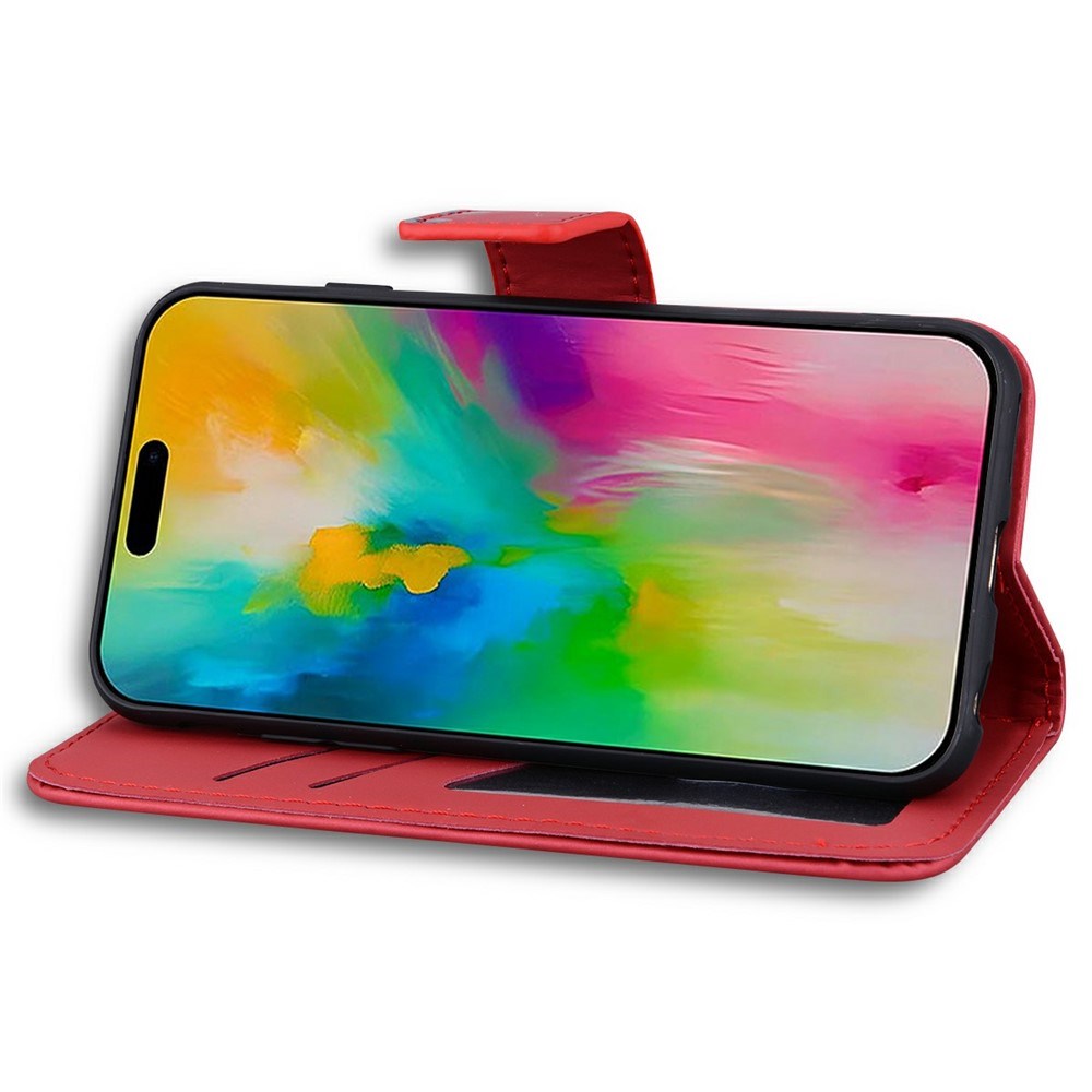 iPhone 16 Pro Kunstskinn Flip Deksel m. Figur - Rød