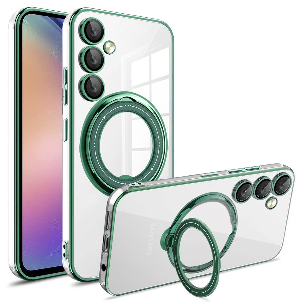 EIDERWOOD Samsung Galaxy A16 (4G/5G) Fleksibelt Plast Deksel m. Kickstand - MagSafe Kompatibel - Gjennomsiktig/Grønn