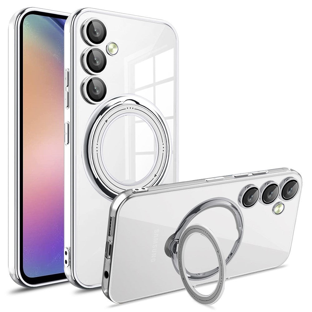 EIDERWOOD Samsung Galaxy A16 (4G/5G) Fleksibelt Plast Deksel m. Kickstand - MagSafe Kompatibel - Gjennomsiktig/Sølv