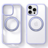 TORRAS iPhone 16 Pro Hybrid Plast Deksel m. Roterbar Kickstand Ring - MagSafe Kompatibel - Gjennomsiktig / Lilla