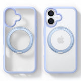 TORRAS iPhone 16 Hybrid Plast Deksel m. Roterbar Kickstand Ring - MagSafe Kompatibel - Gjennomsiktig / Blå