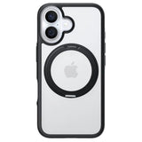 TORRAS iPhone 16 Hybrid Plast Deksel m. Roterbar Kickstand Ring - MagSafe Kompatibel - Gjennomsiktig / Svart