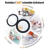 TORRAS iPhone 16 Hybrid Plast Deksel m. Roterbar Kickstand Ring - MagSafe Kompatibel - Gjennomsiktig / Svart