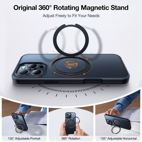 TORRAS iPhone 16 Pro Max Plast Deksel m. Støttering - MagSafe Kompatibel - Svart