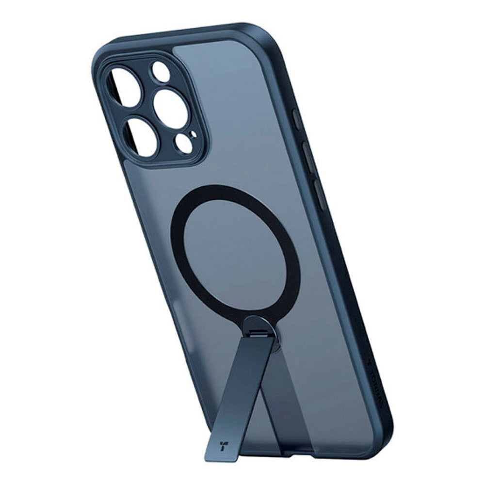 TORRAS iPhone 16 Pro Max Fleksibelt Plast Deksel m. Roterende Kickstand - MagSafe Kompatibel - Svart
